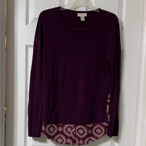 LOFT Women's Deep Purple Long Sleeve Top